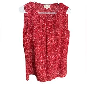 LOFT Red Sleeveless Tank with White & Black floral  Print